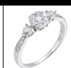 925 Sterling Silver Three-Stone Moissanite Ring with VVS Moissanite
