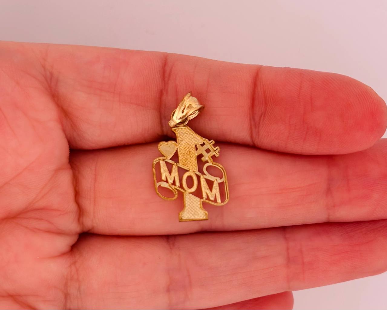 10K Yellow Gold MOM Pendant  - 3