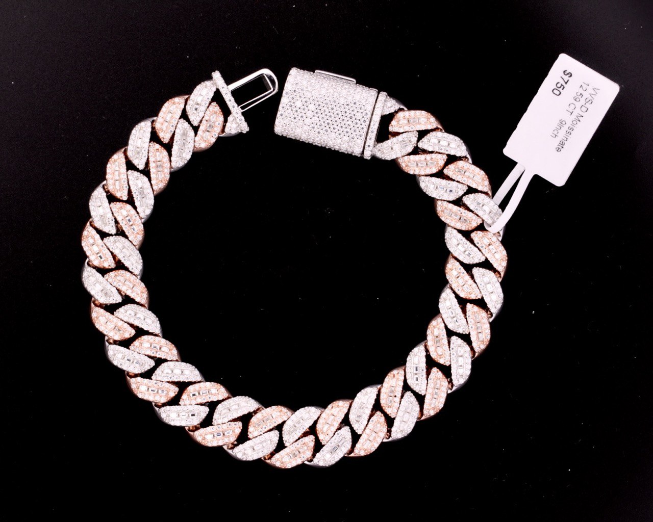 Sterling Silver Miami Cuban Bracelet- 12.10CT VVS-D Moissanite, 14MM,