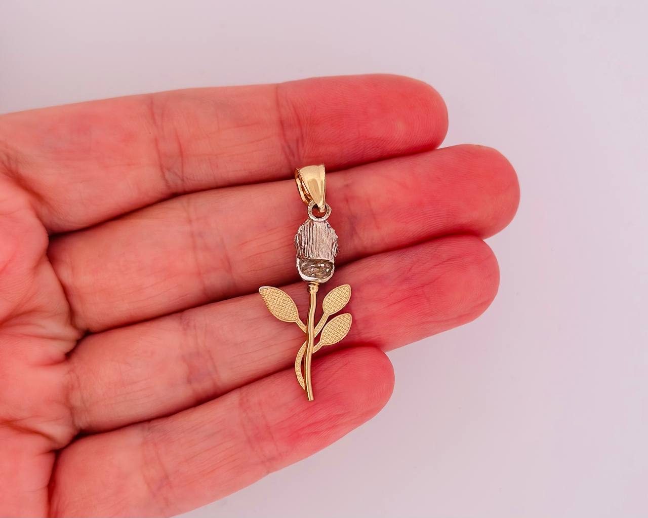 14K Two-Tone Rose Flower Pendant