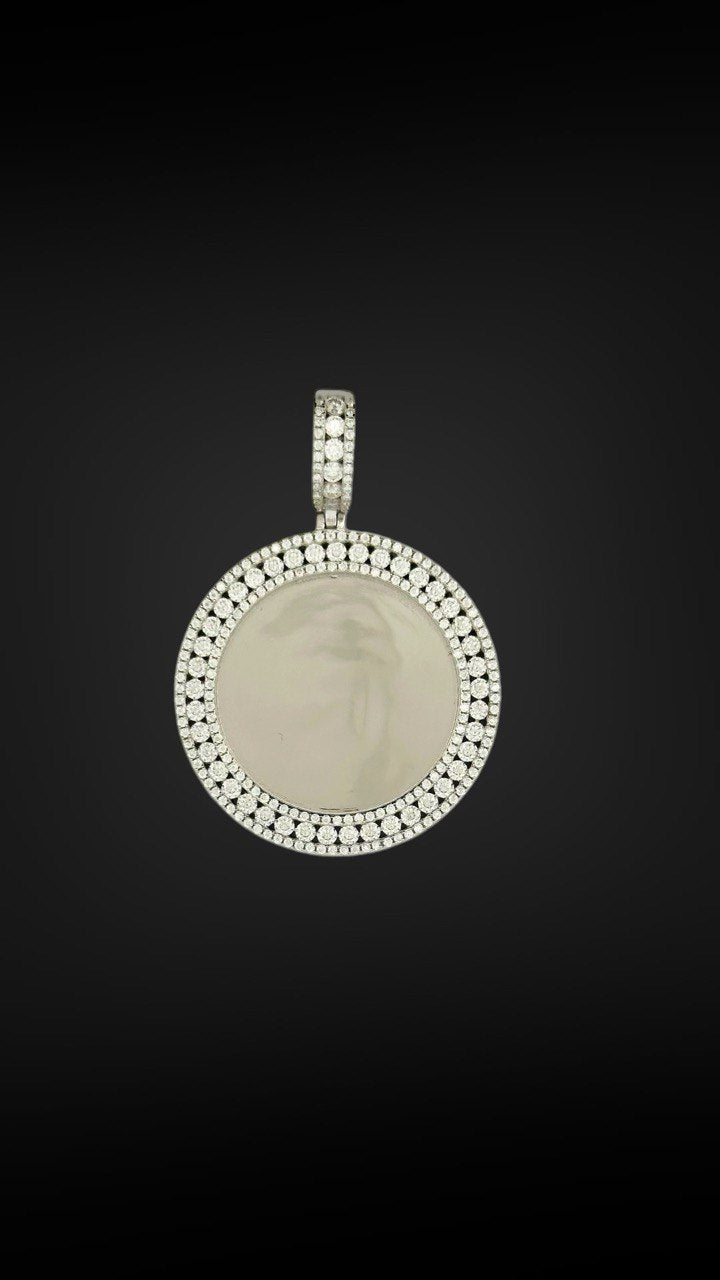 Sterling Silver Picture Frame Pendant with VVS-D Moissanite - 3.69 Carat,