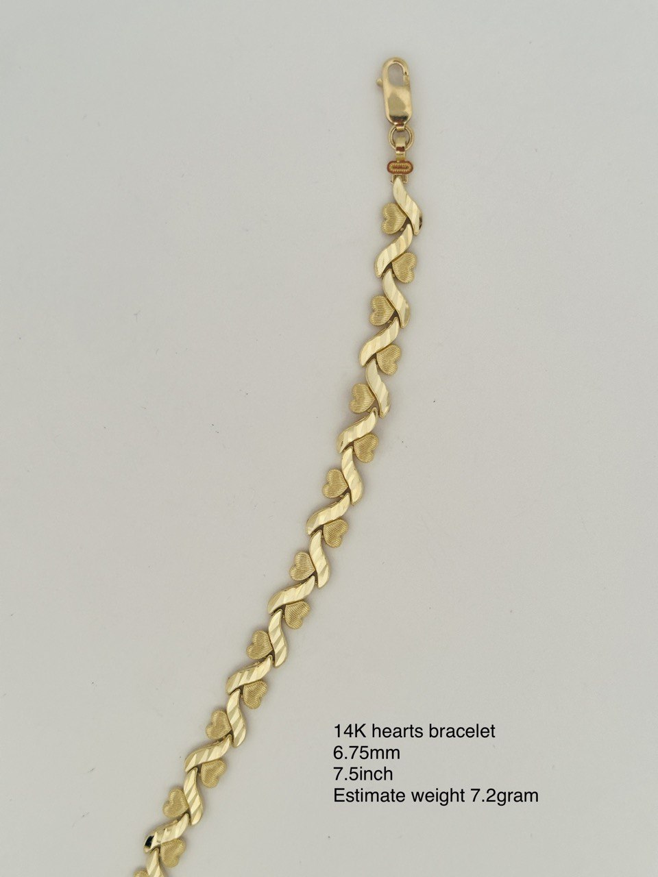 14K Yellow Gold Heart Bracelet - 6.75MM