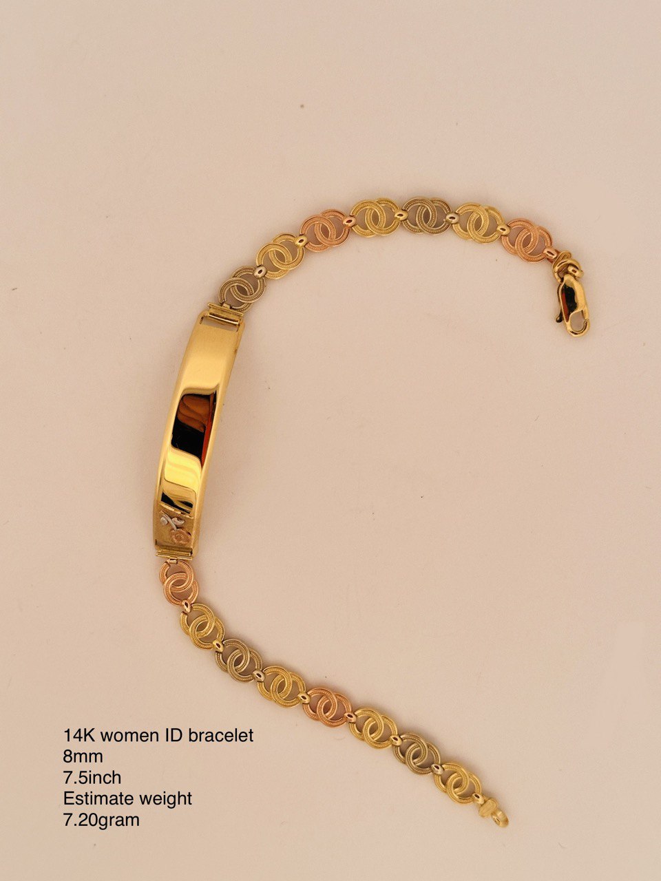 14K Women’s 3-Color Gold ID Bracelet - 8MM