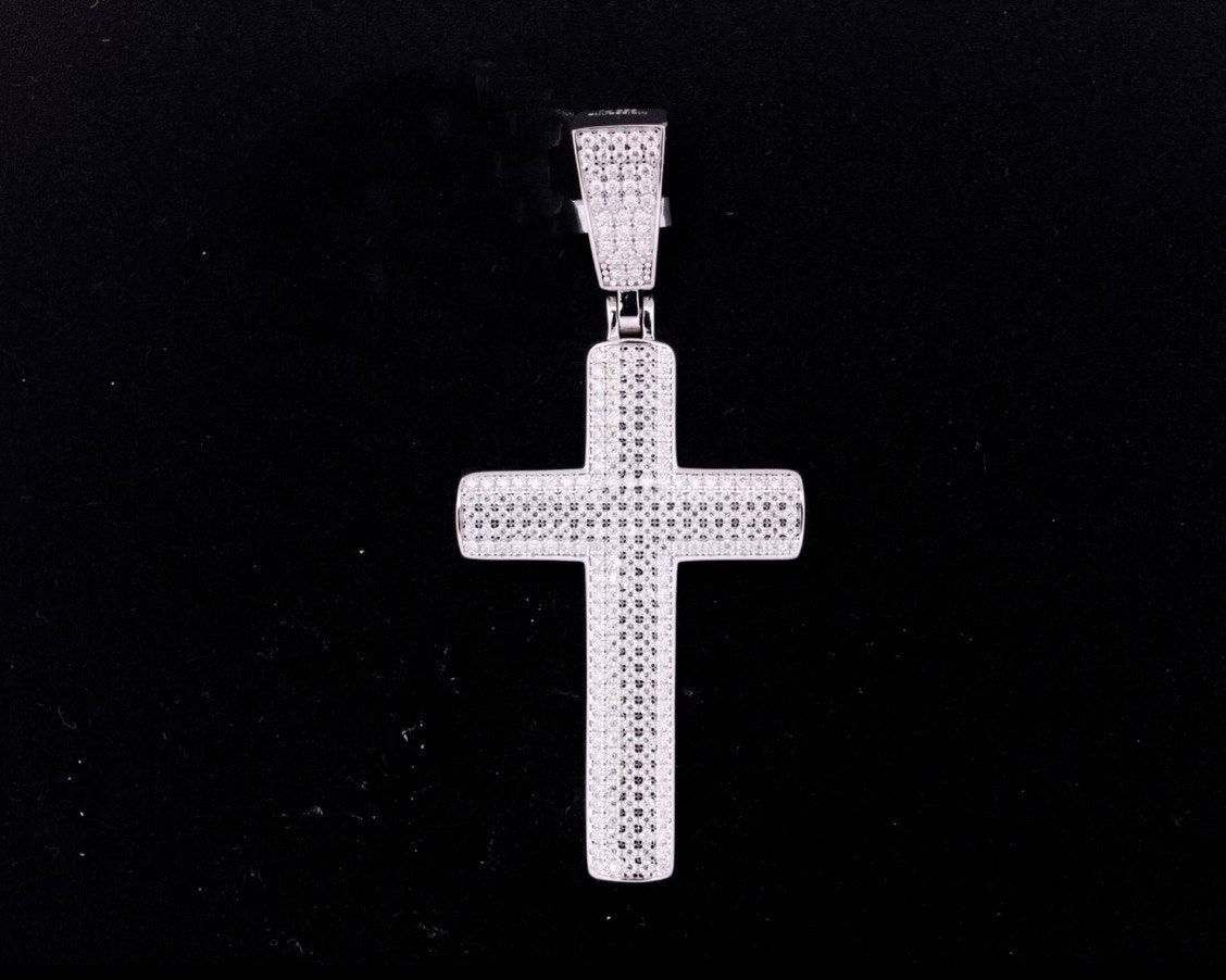 Sterling Silver Cross Pendant with VVS Moissanite - 1.47 Carat