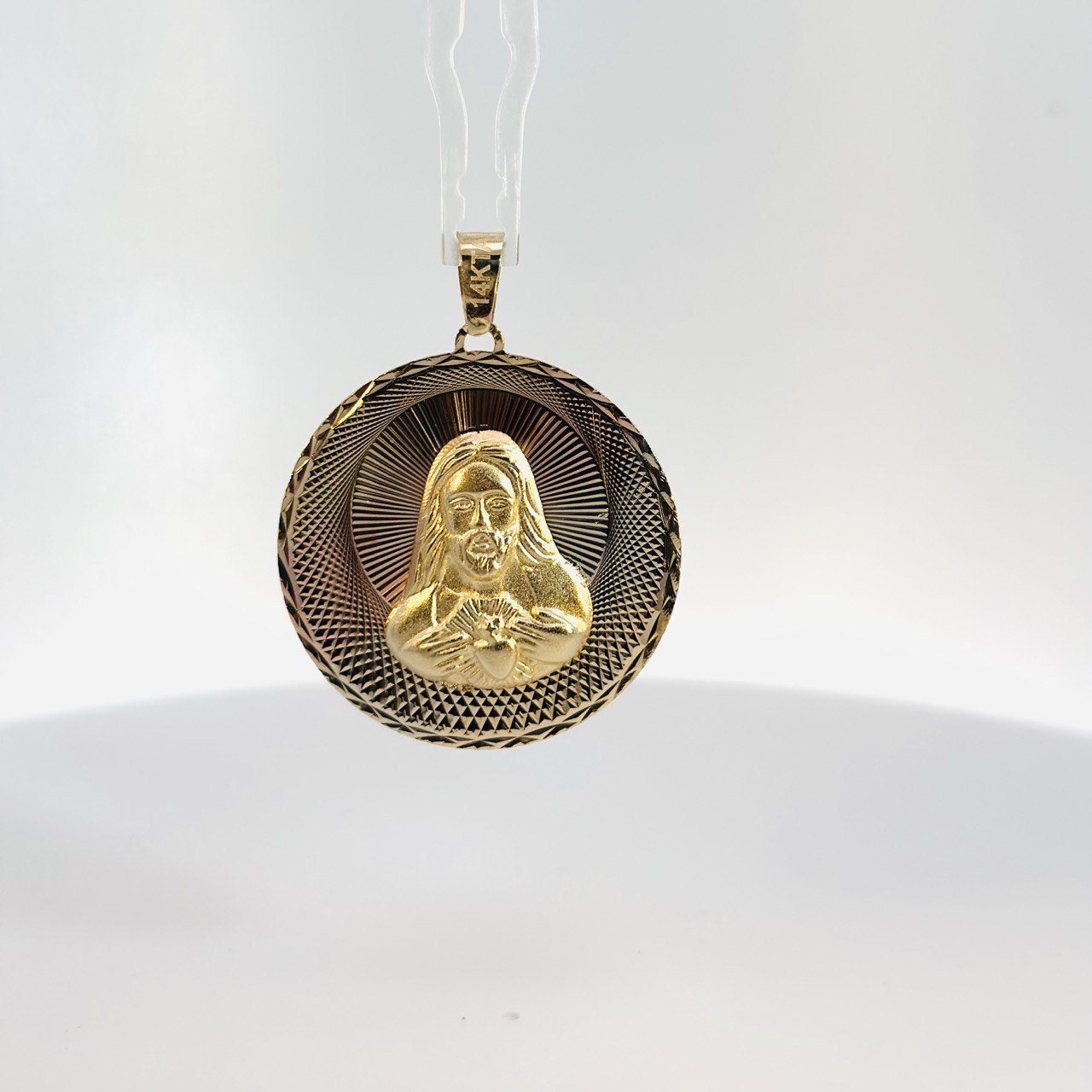 14K Tri-Color Jesus Medallion Pendant