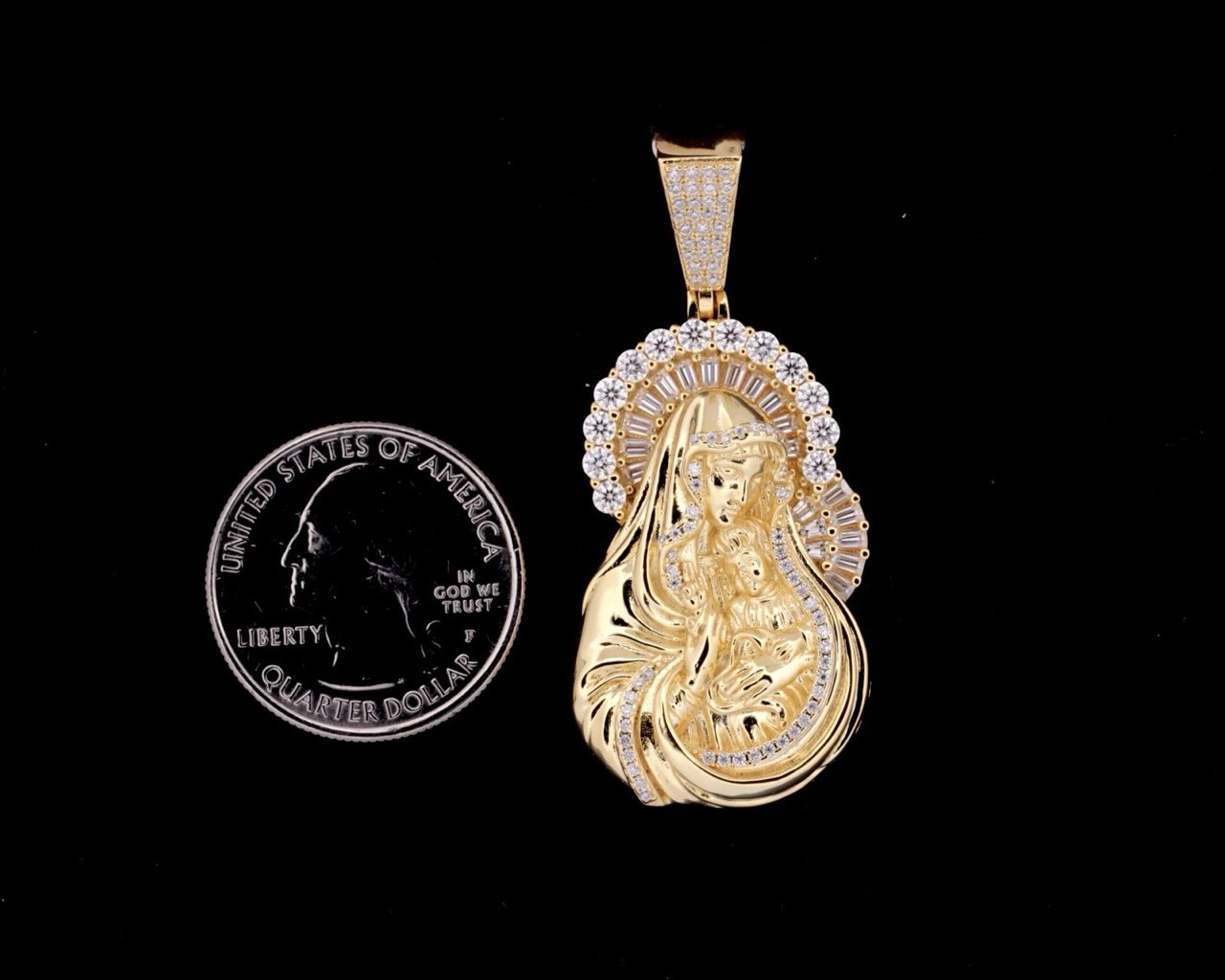 Sterling Silver Virgin Mary Pendant with VVS Moissanite - 2.63 Carat