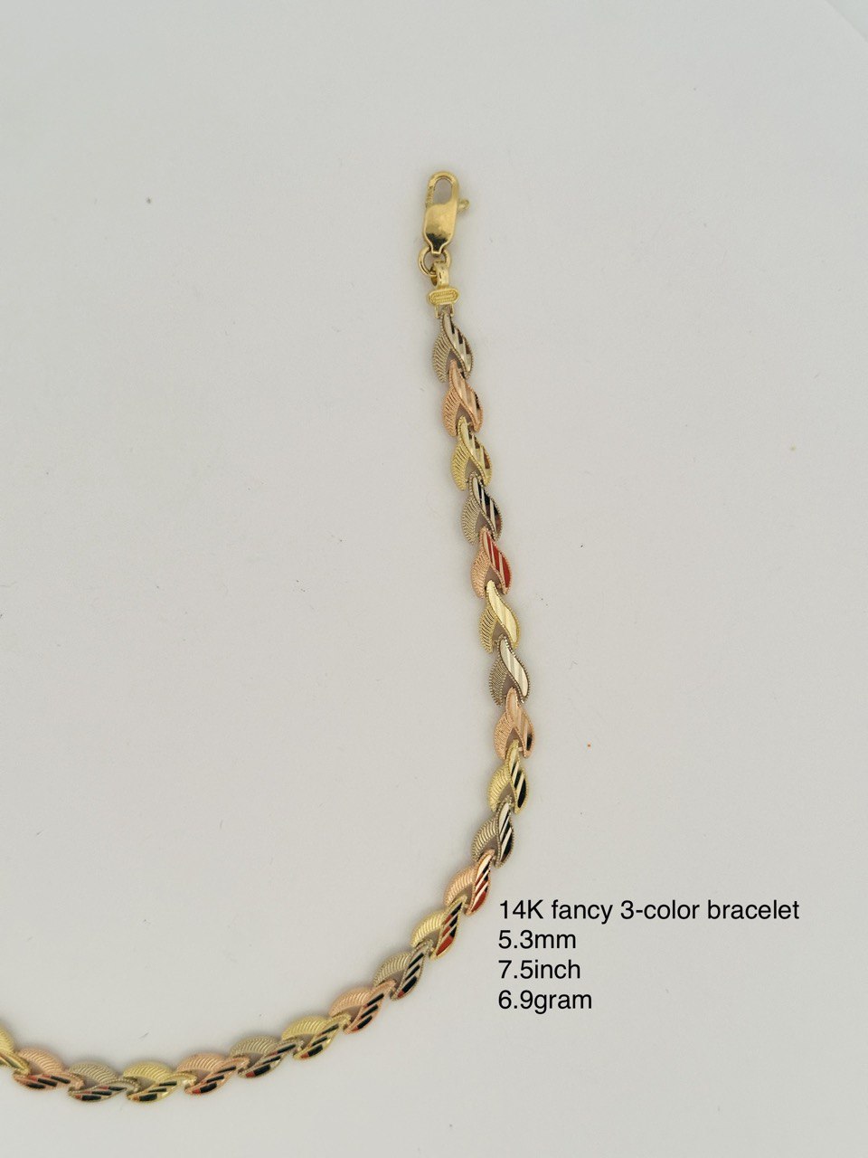 14K Three-Tone Gold Fancy Bracelet - 5.3MM