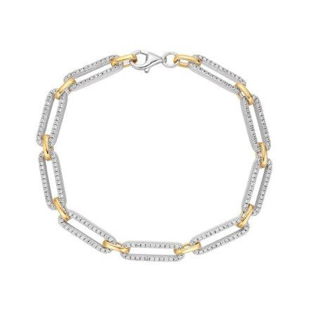 Sterling Silver, New Paperclip Bracelet - 6.5mm, VVS Moissanite