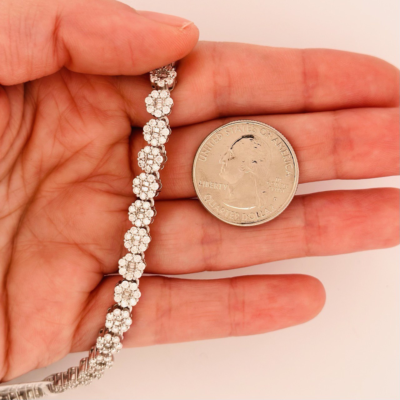 Sterling Silver Solid Tennis Chain Necklace with VVS Moissanite Stones -  6mm Wide