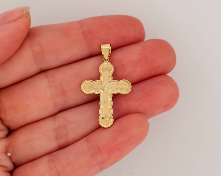 14K Gold Nugget Cross Pendant