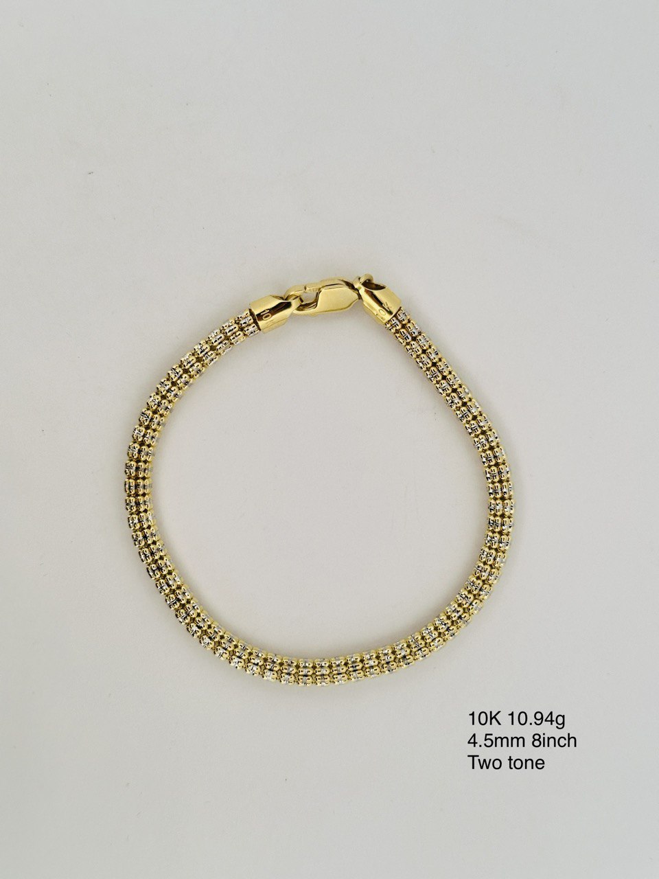 10K Two Tone Gold Diamond Cut Ice Chain Bracelet - 4.5MM