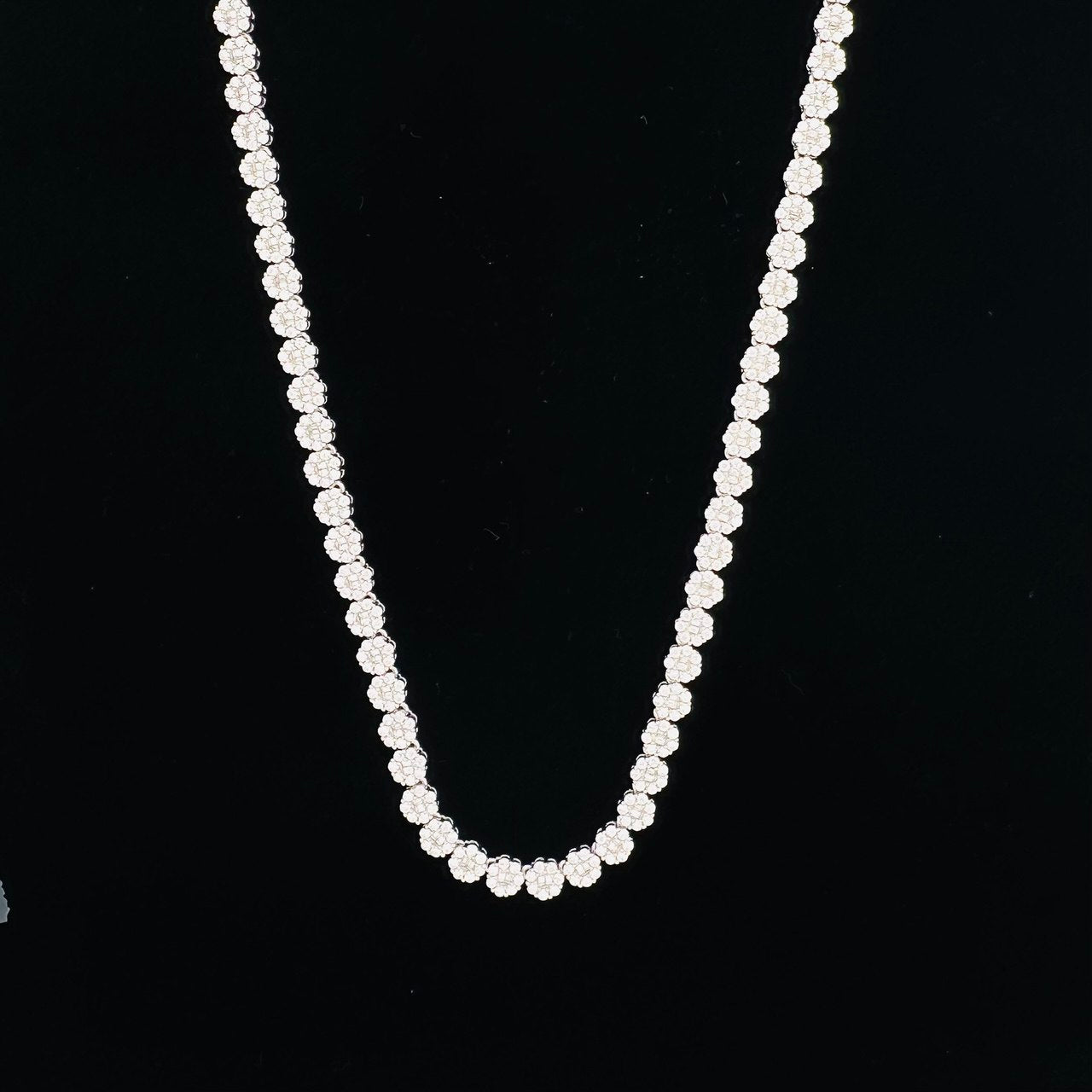 Sterling Silver Solid Tennis Chain Necklace with VVS Moissanite Stones -  6mm Wide