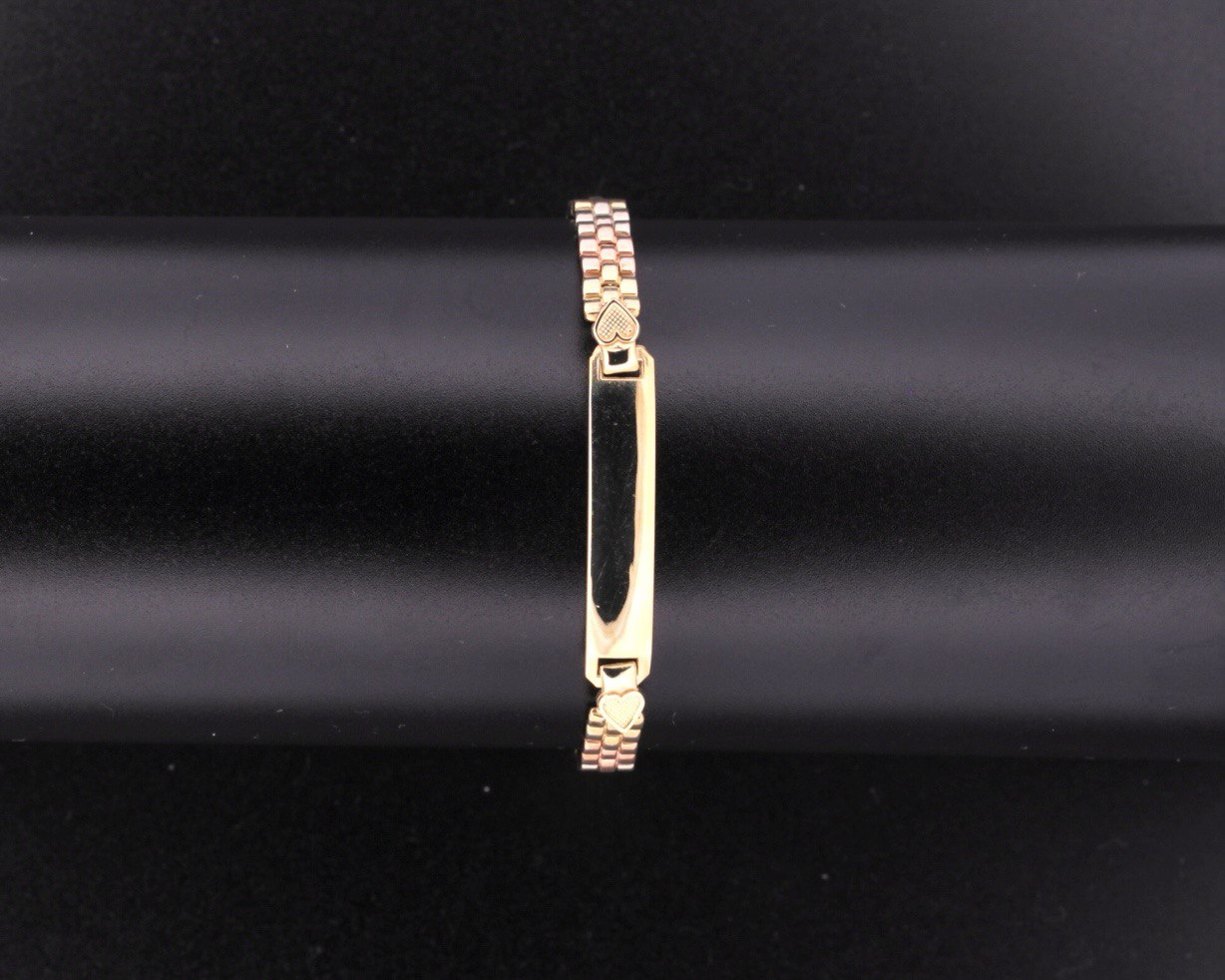 14K Solid 3-Color Gold ID Bracelet - 5MM