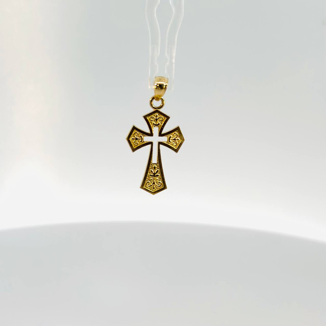 14K Yellow Gold engraved Cross Pendant