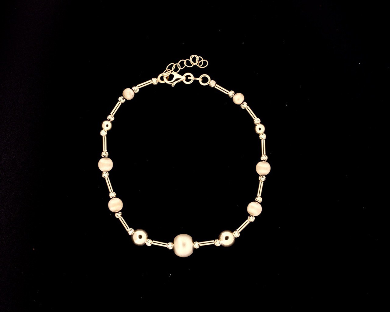 14K Yellow Gold Fancy Bead Bracelet