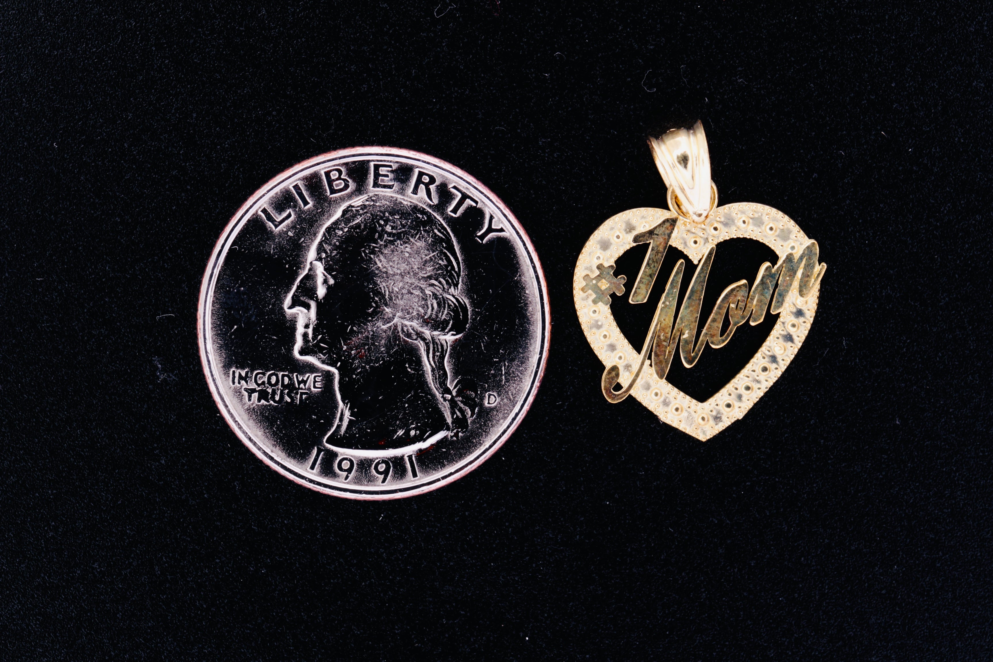 10K Yellow Gold MOM Pendant  - 2