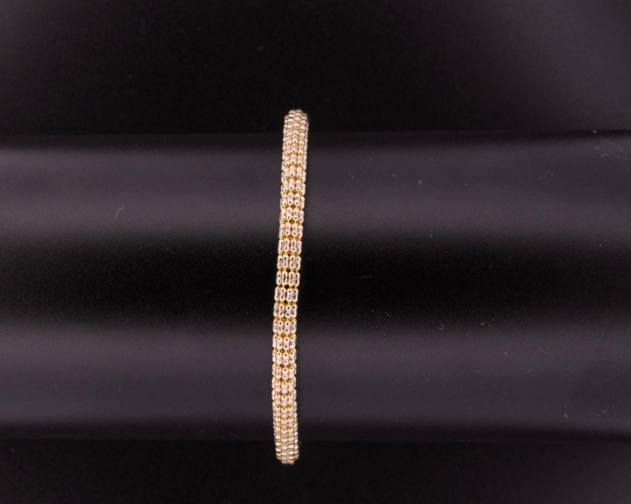 10K Two Tone Gold Diamond Cut Ice Chain Bracelet - 4.5MM
