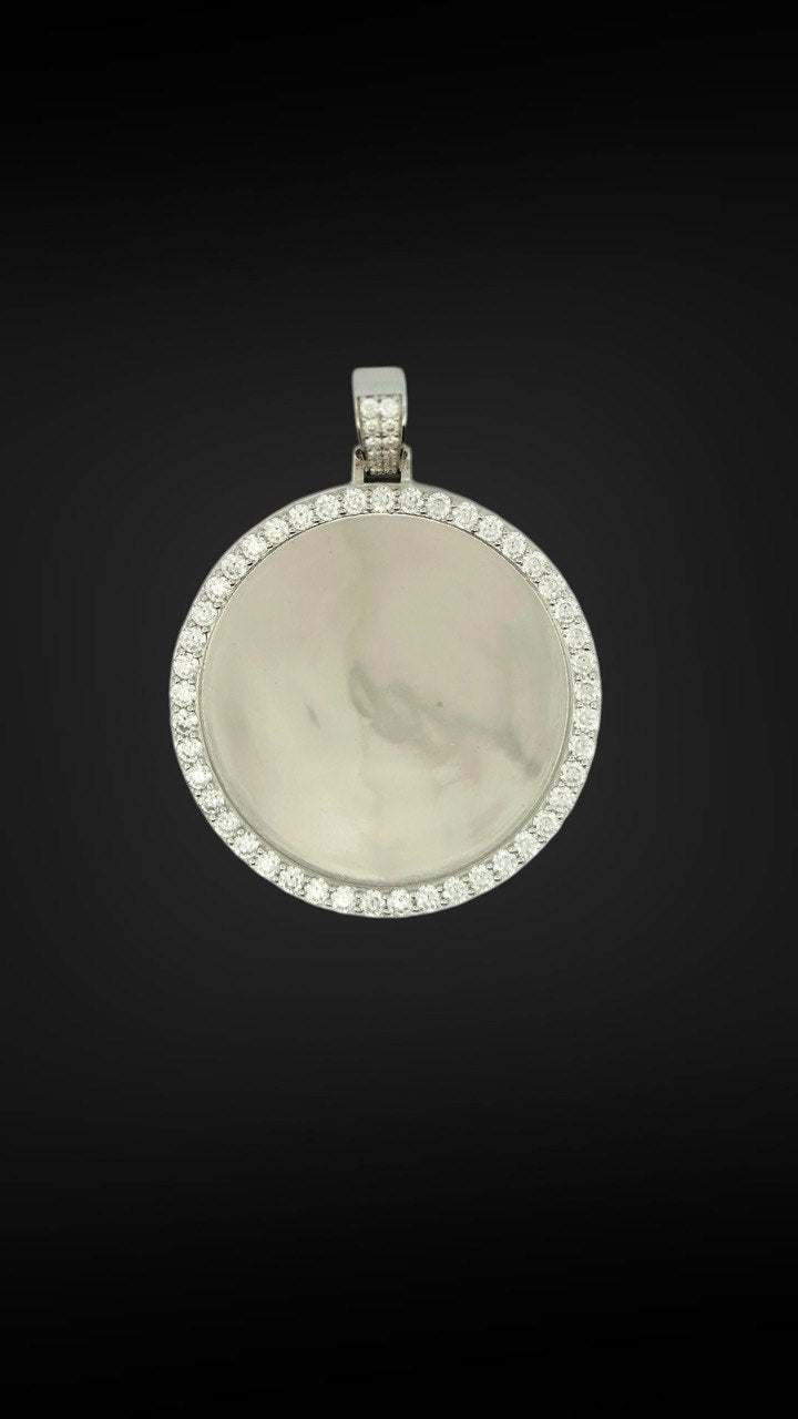 Sterling Silver Picture Frame Pendant with VVS-D Moissanite - 4.45 Carat,