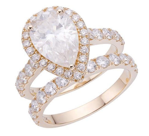 925 Sterling Silver Pear-Shaped Halo Bridal Set with VVS Moissanite - 5.53ctw