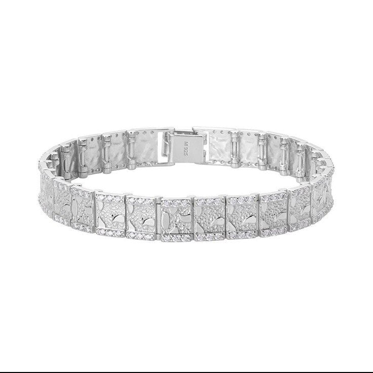 Sterling Silver Nugget Bracelet - 12mm, 5.01ct VVS Moissanite