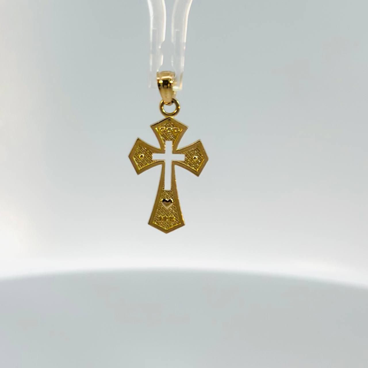 14K Yellow Gold engraved Cross Pendant