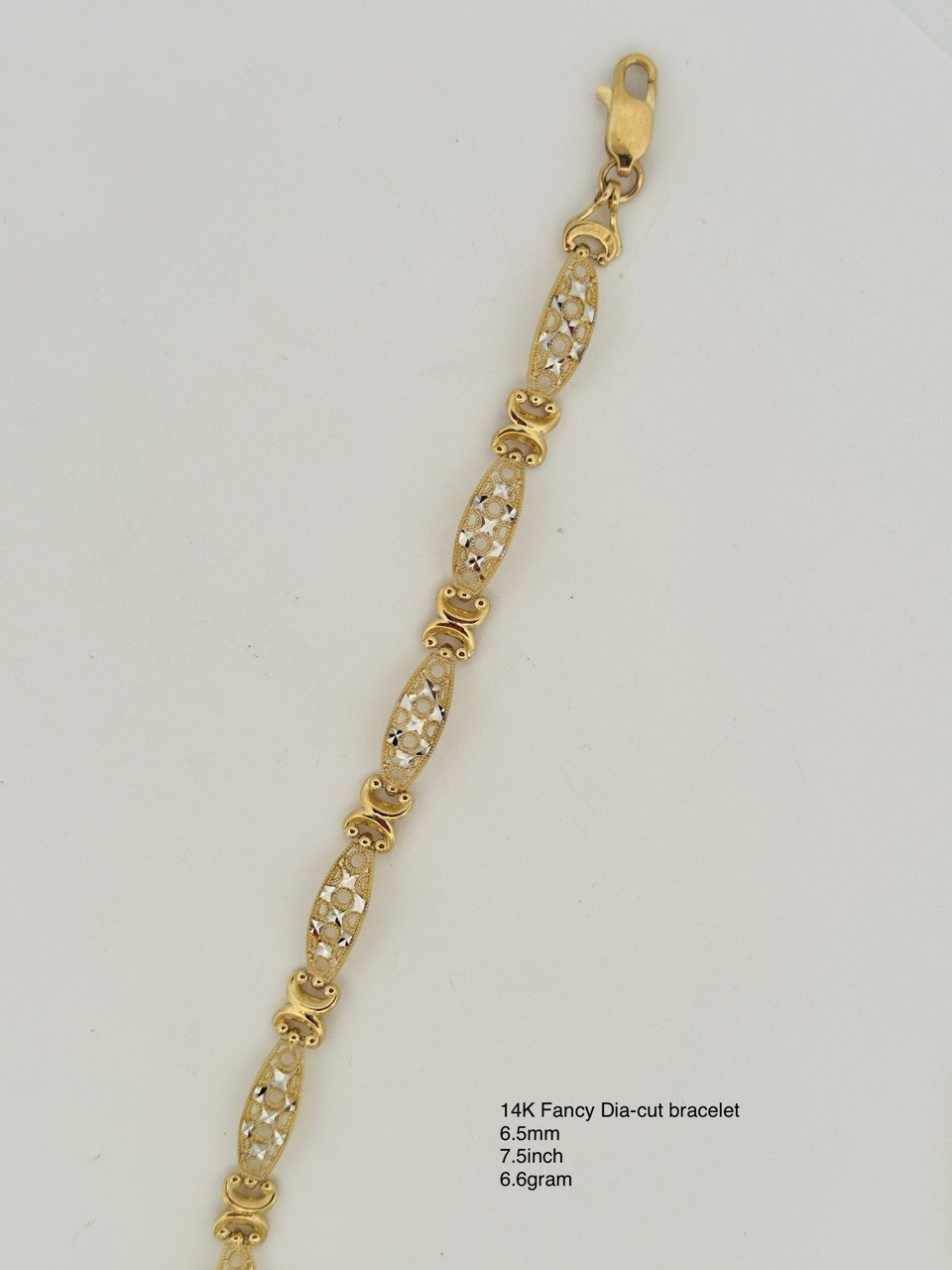 14K Fancy Dia-Cut Bracelet, 6.5MM