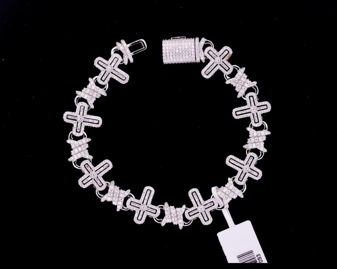 Sterling Silver Cross Bracelet - 5.64CT VVS-D Moissanite, 16.6MM