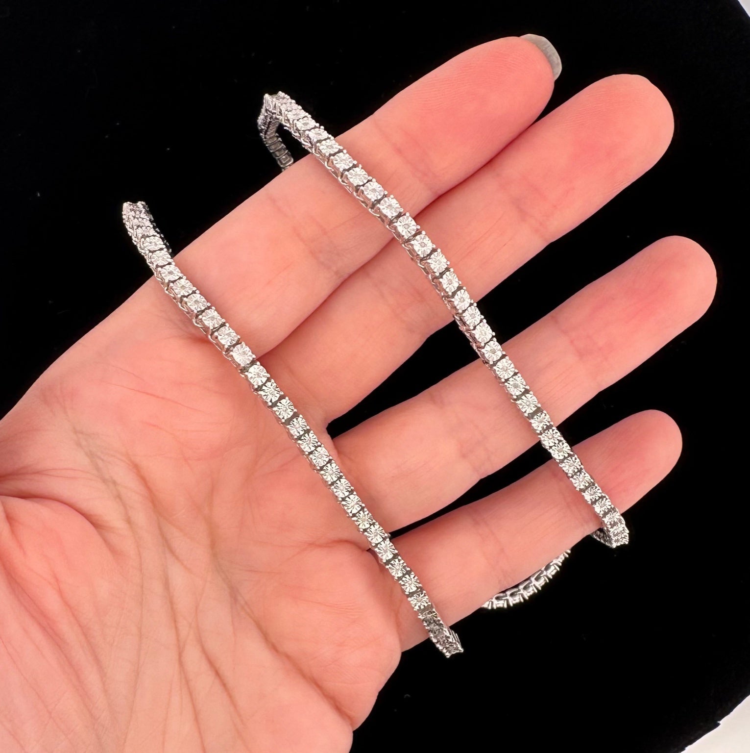 925 Sterling Silver Chain Necklace with VVS Moissanite Stones