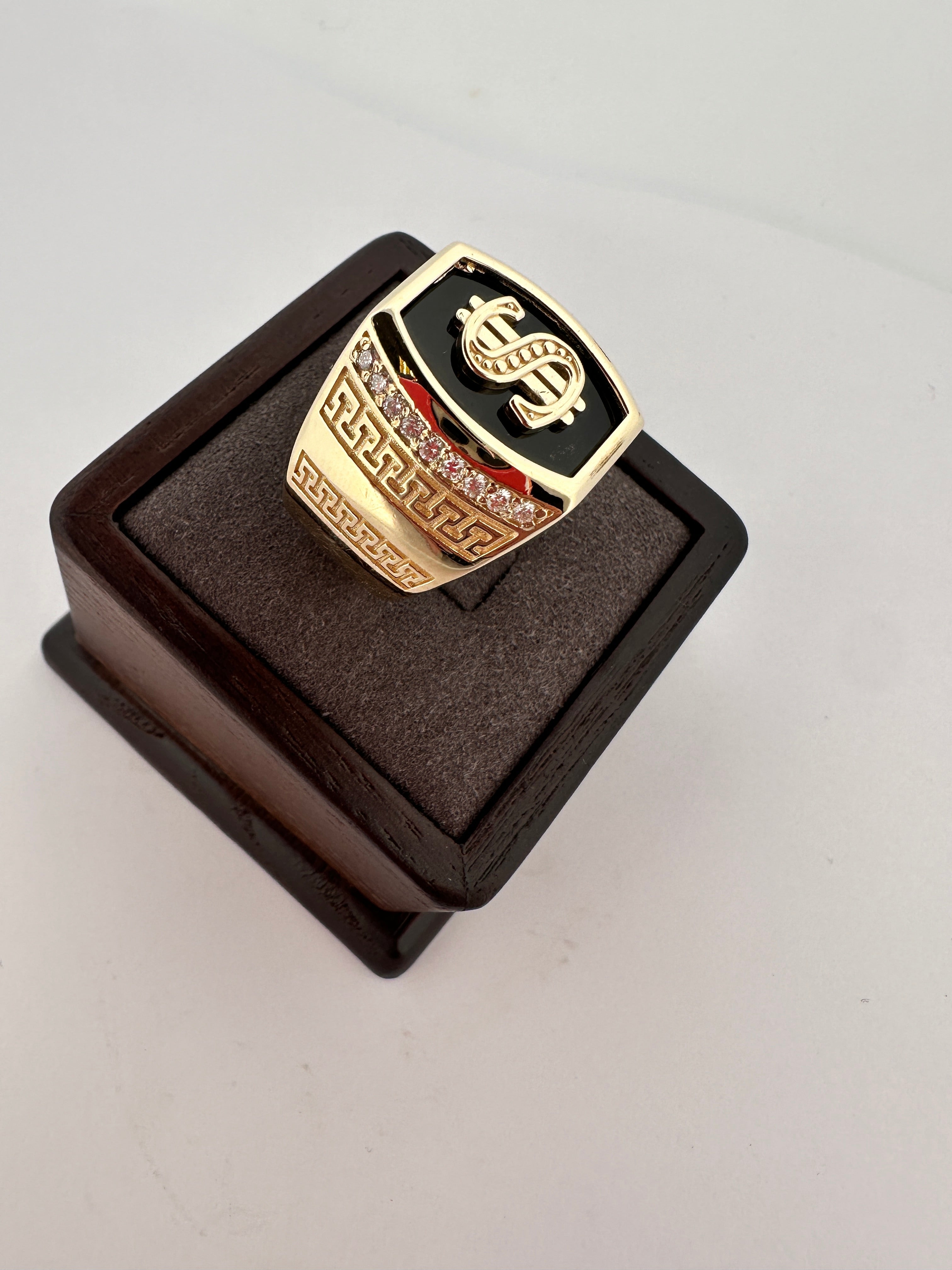 14K Men's Dollar Onyx Ring