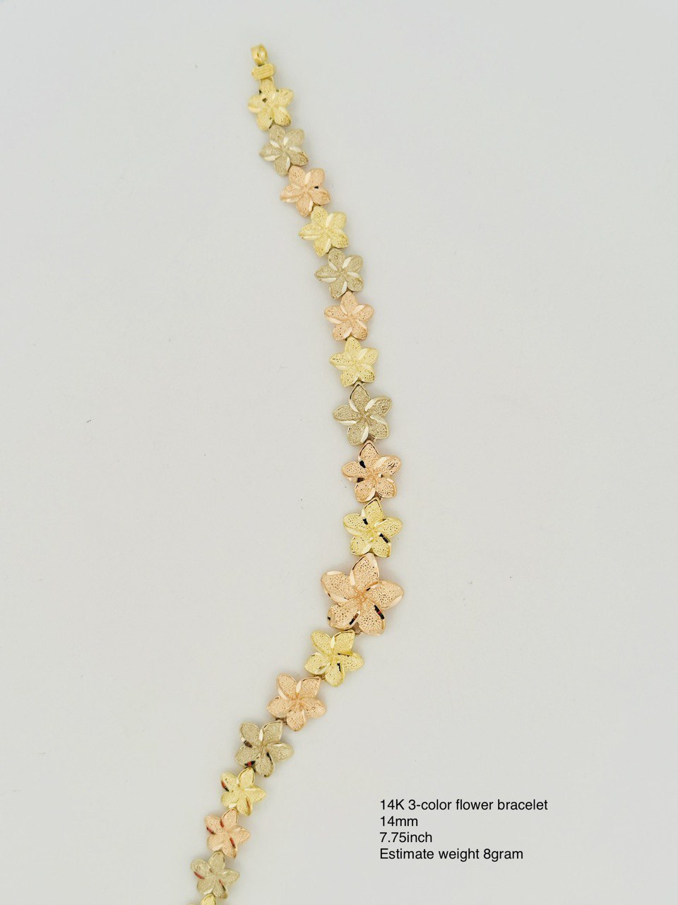 14K Three-Tone Gold Flower Bracelet - 14MM