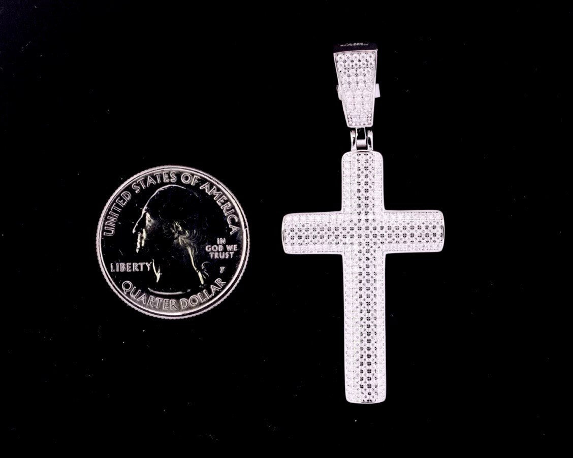 Sterling Silver Cross Pendant with VVS Moissanite - 1.47 Carat