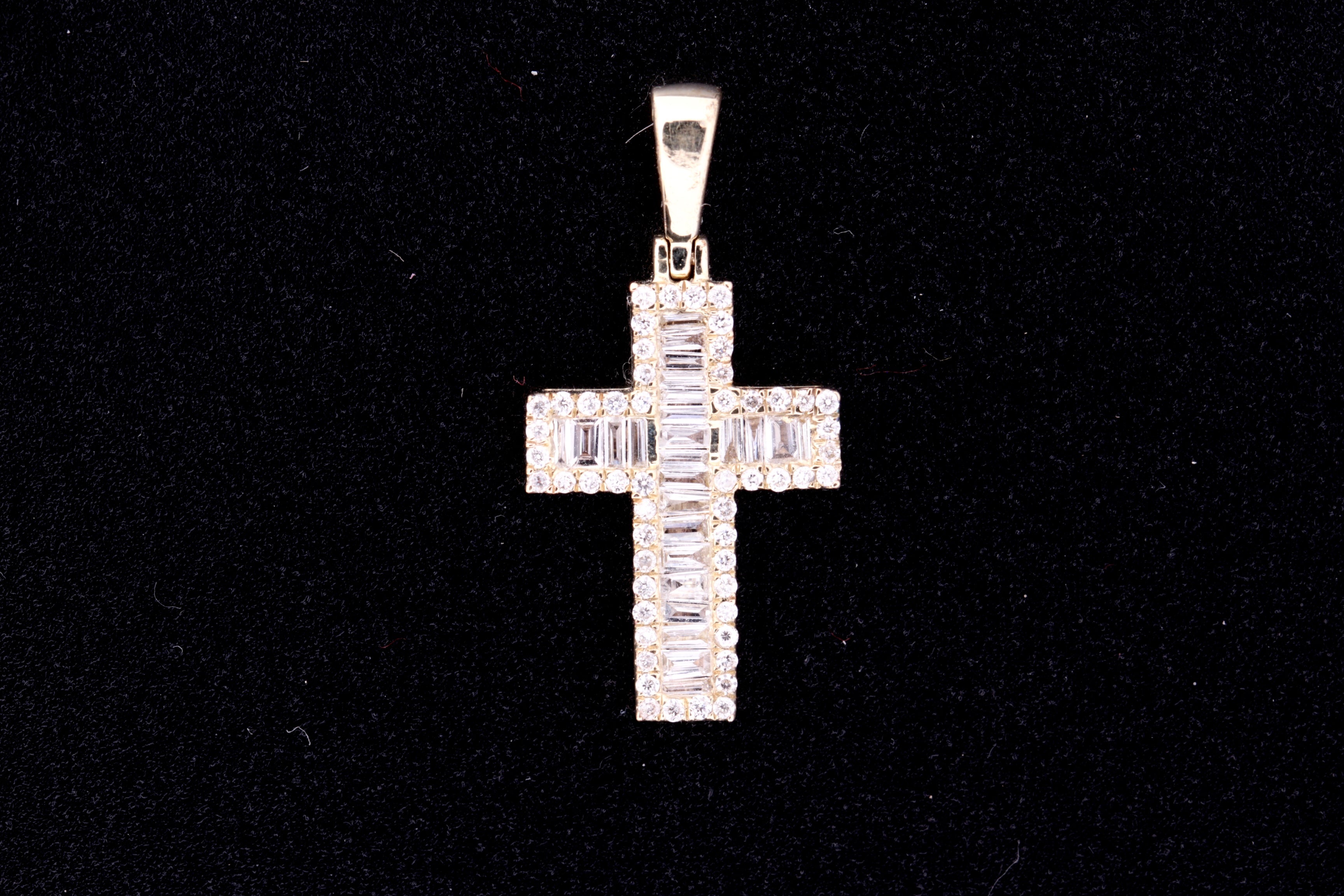 10K Yellow Gold Diamond Cross Pendant  - 1
