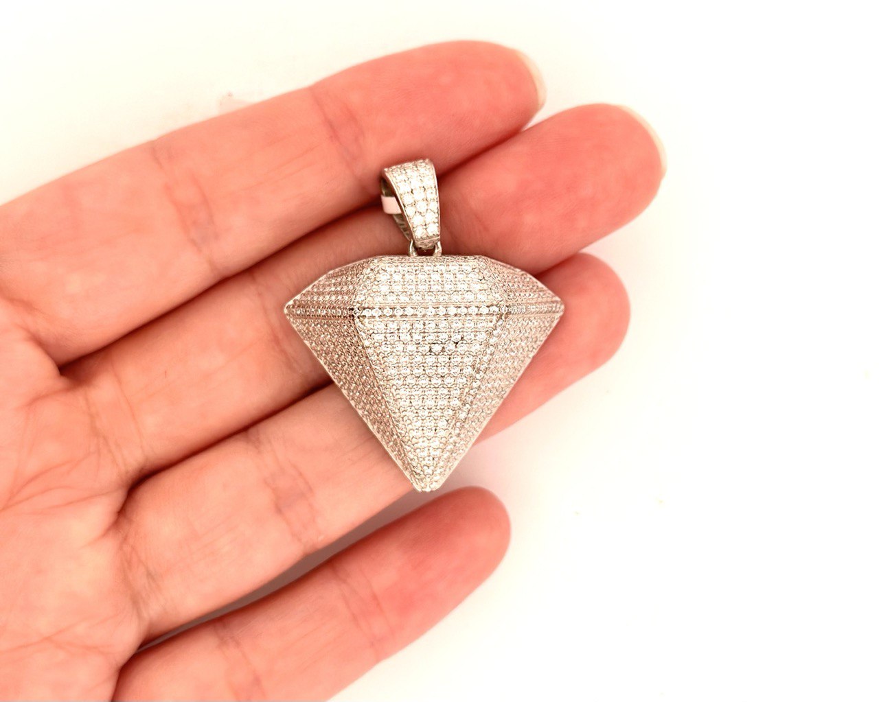 Sterling Silver VVS Moissanite- Diamond shape Pendant