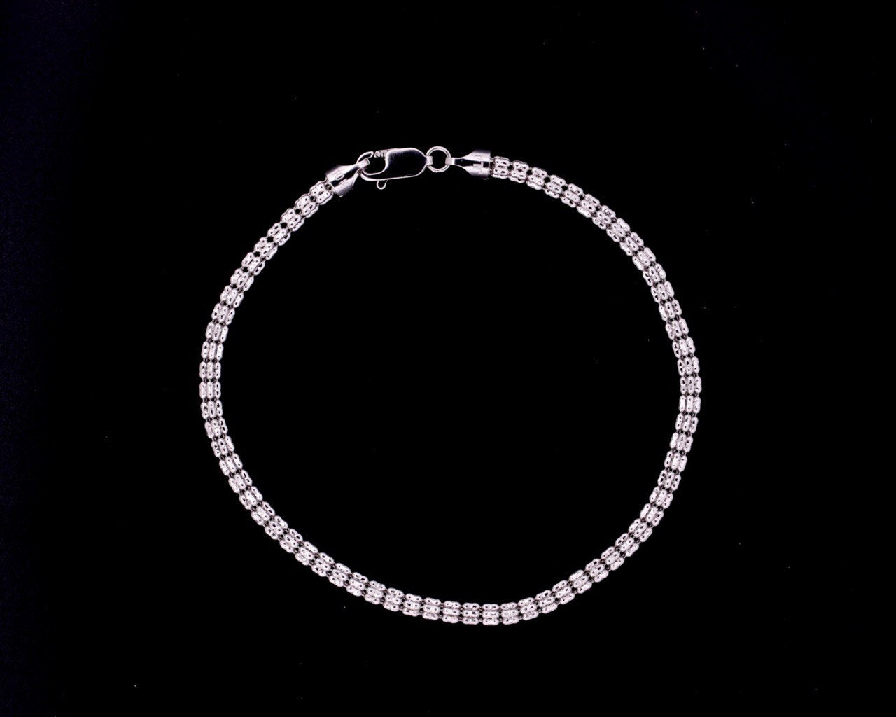 14K White Gold Diamond Cut Ice Chain Bracelet - 2.7MM