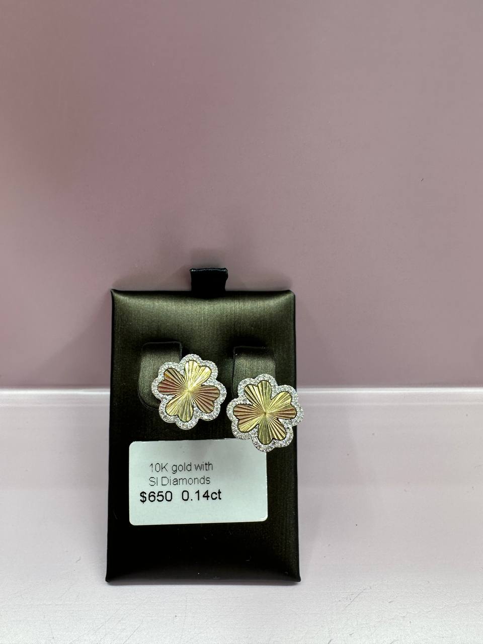 10K Clover Diamond Earring