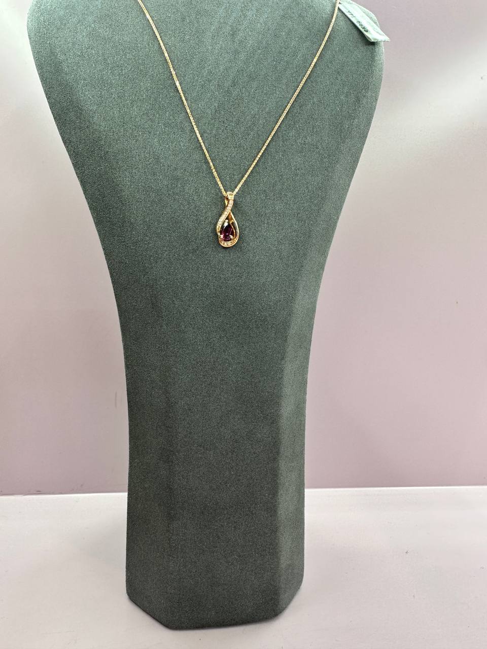 14K Rose Gold Rhodolite Garnet & Diamond Necklace