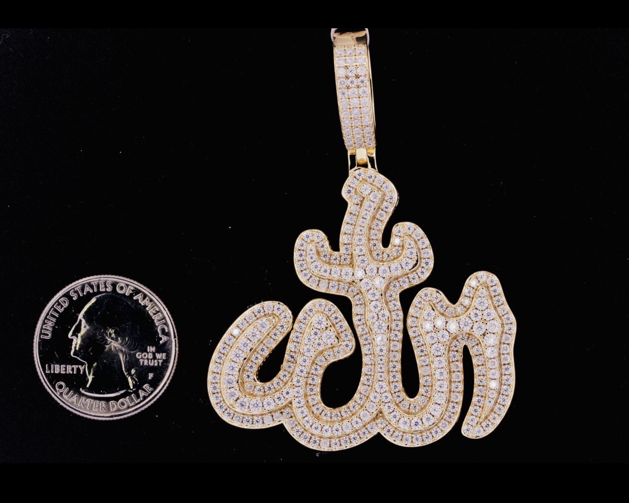 Sterling Silver VVS Moissanite Allah Pendant - 9.31 Carats