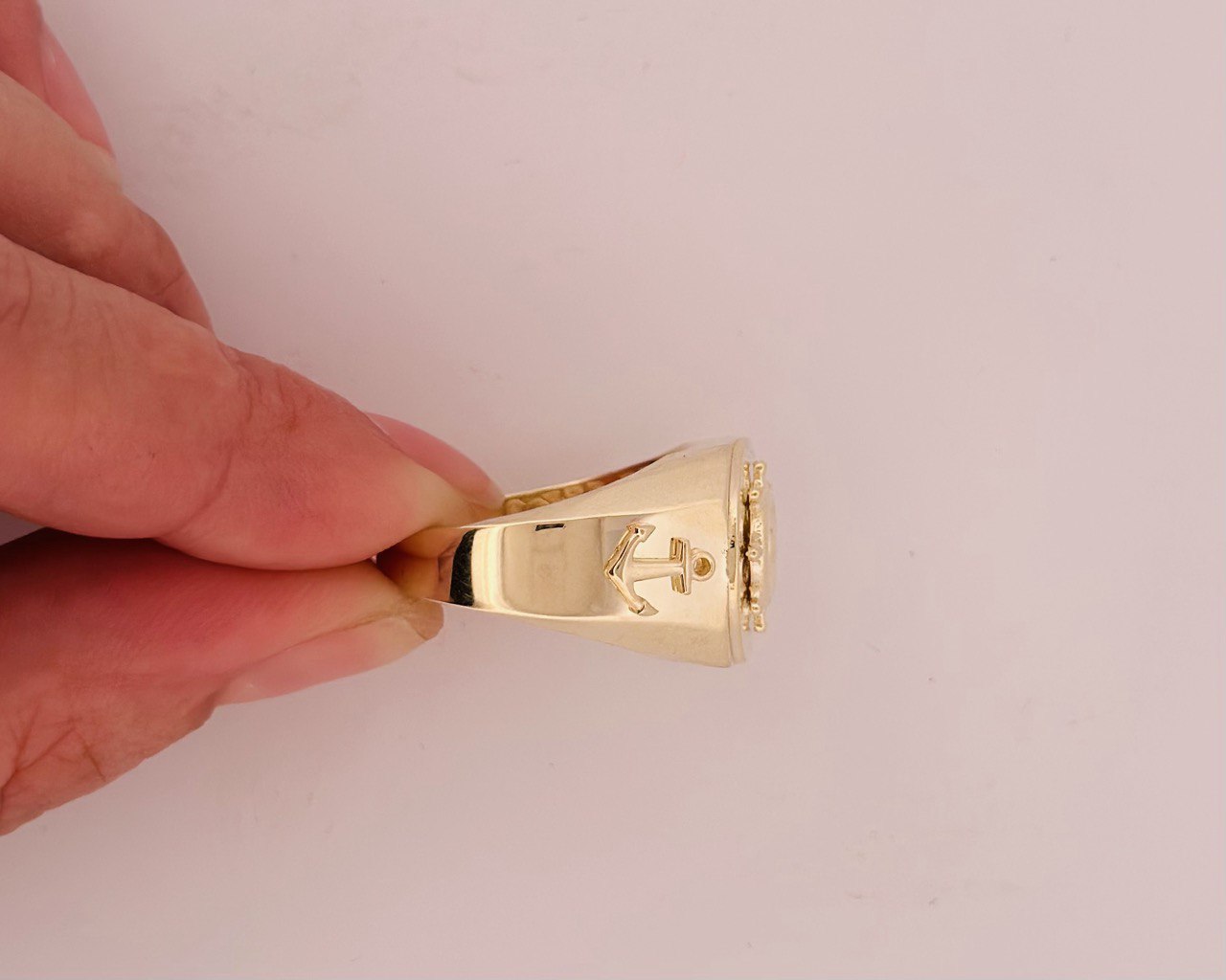 14K Yellow Gold, Mariner anchor Ring