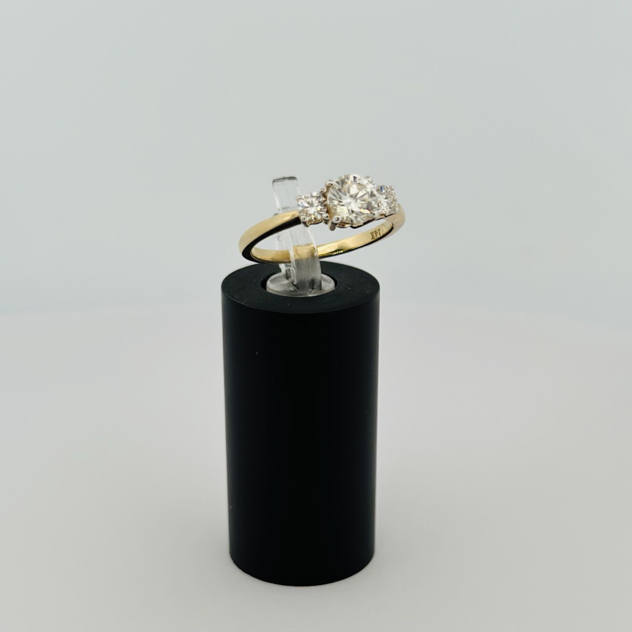 14K Gold Three-Stone Diamond Ring
