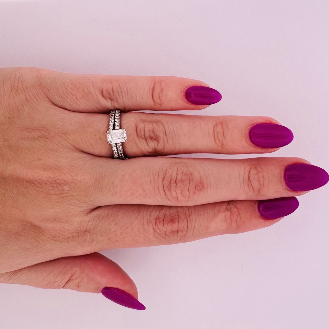 14K White Gold Diamond Band