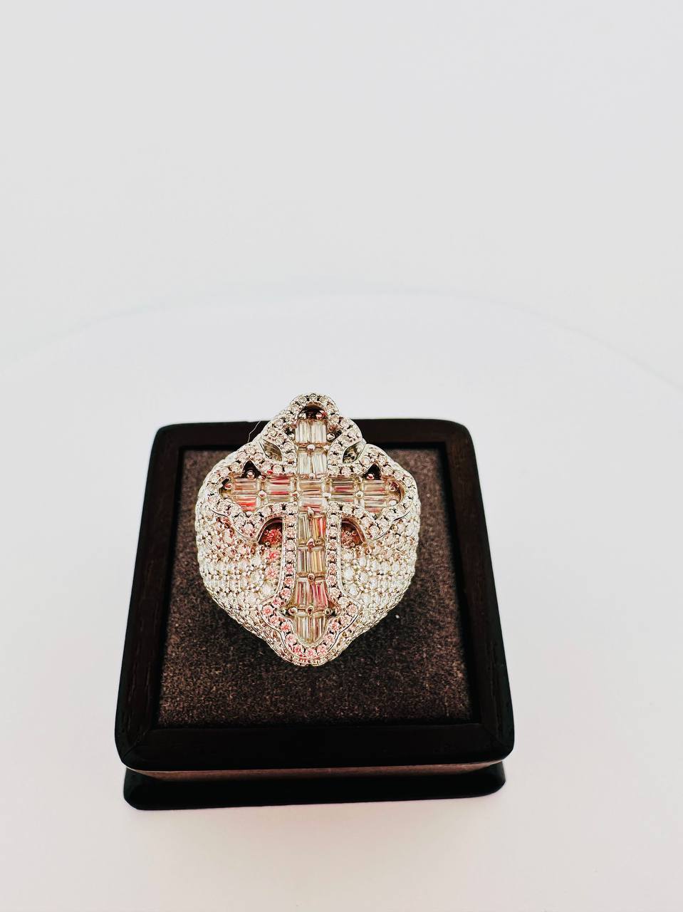 925 Sterling Silver VVS Moissanite Cross Ring