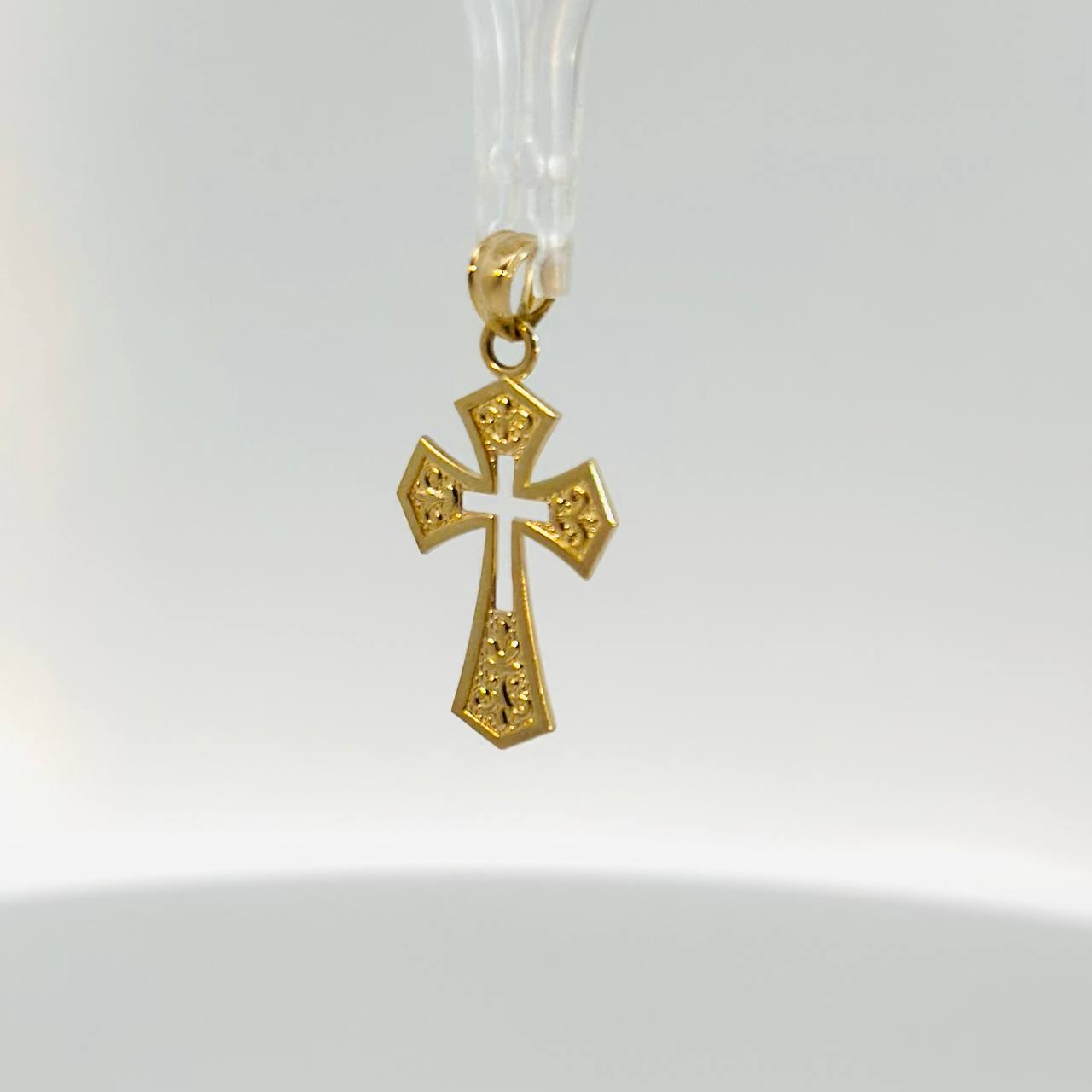 14K Yellow Gold engraved Cross Pendant