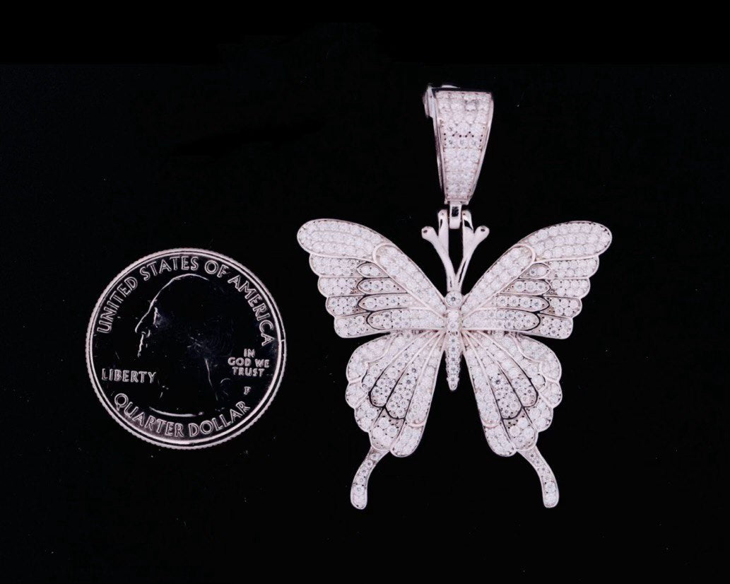 Sterling Silver Butterfly Pendant with VVS Moissanite - 2.65 Carat