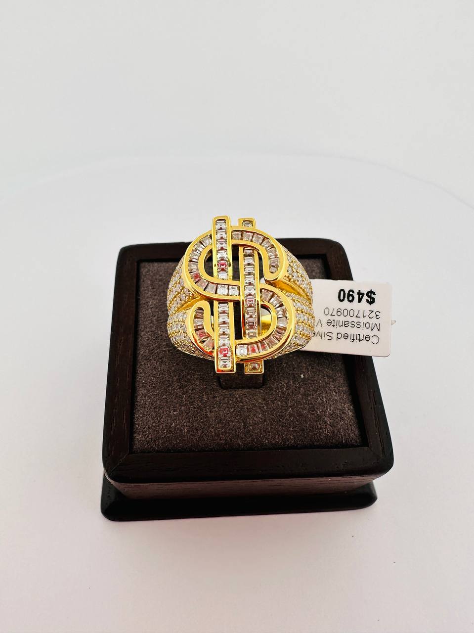 925 Sterling Silver VVS Moissanite Dollar Ring