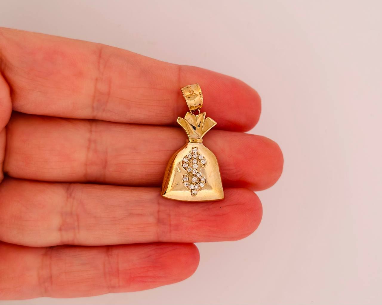 14K Money Bag Pendant with Diamonds