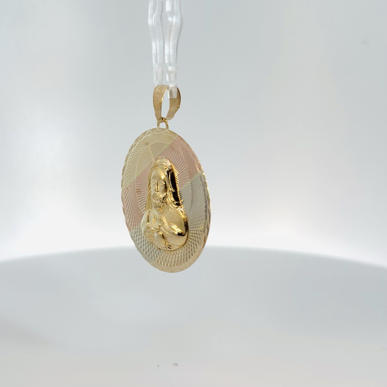 14K Tri-Color Jesus Medallion Pendant