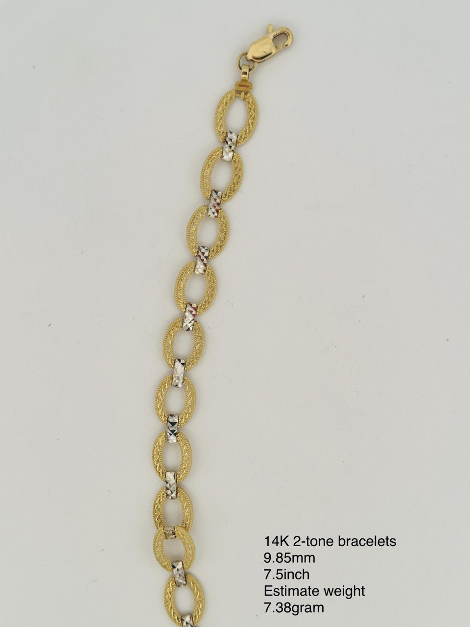 14K Two-Tone Gold Bracelet - 9.85MM
