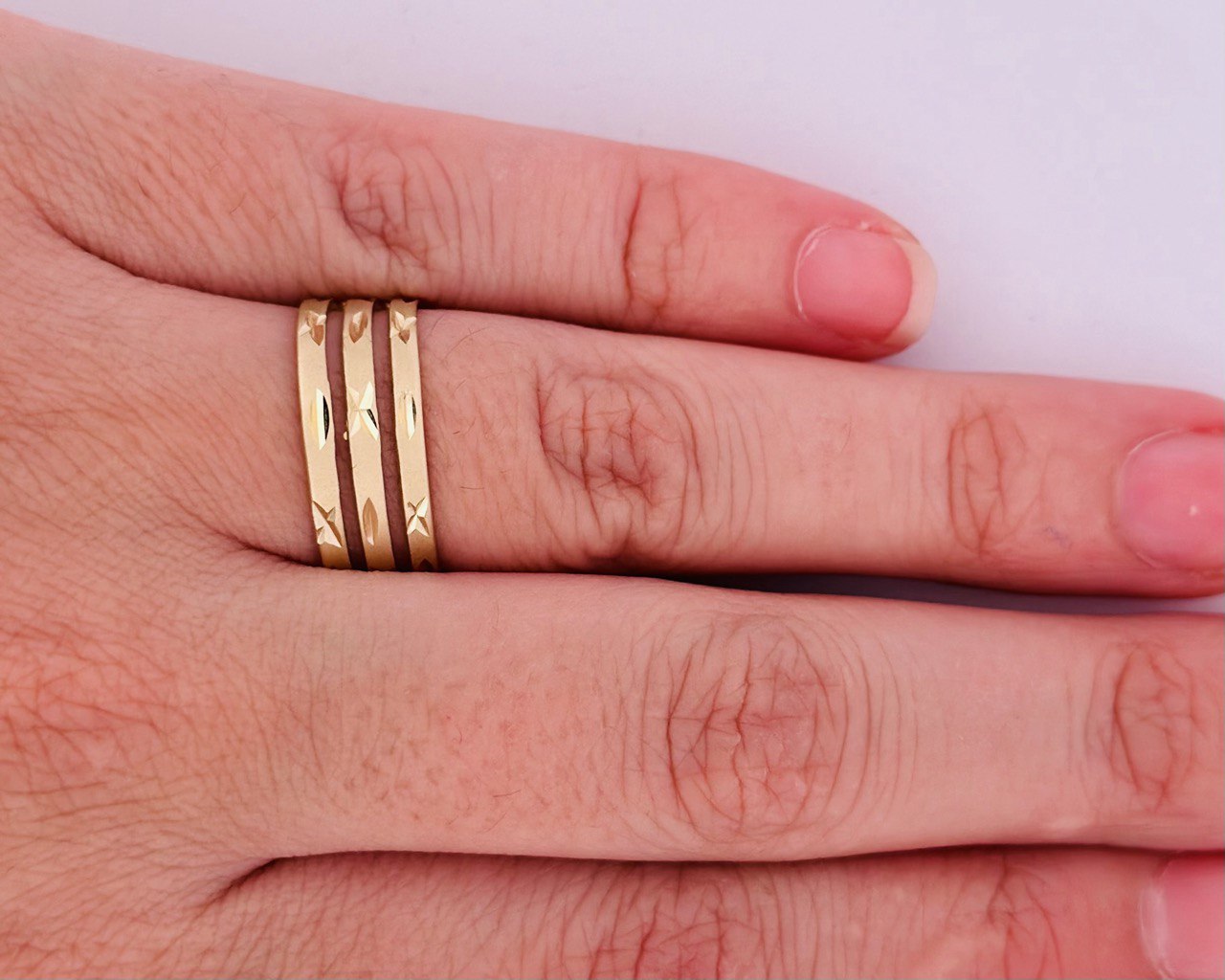 14K Yellow Gold, 3band ring