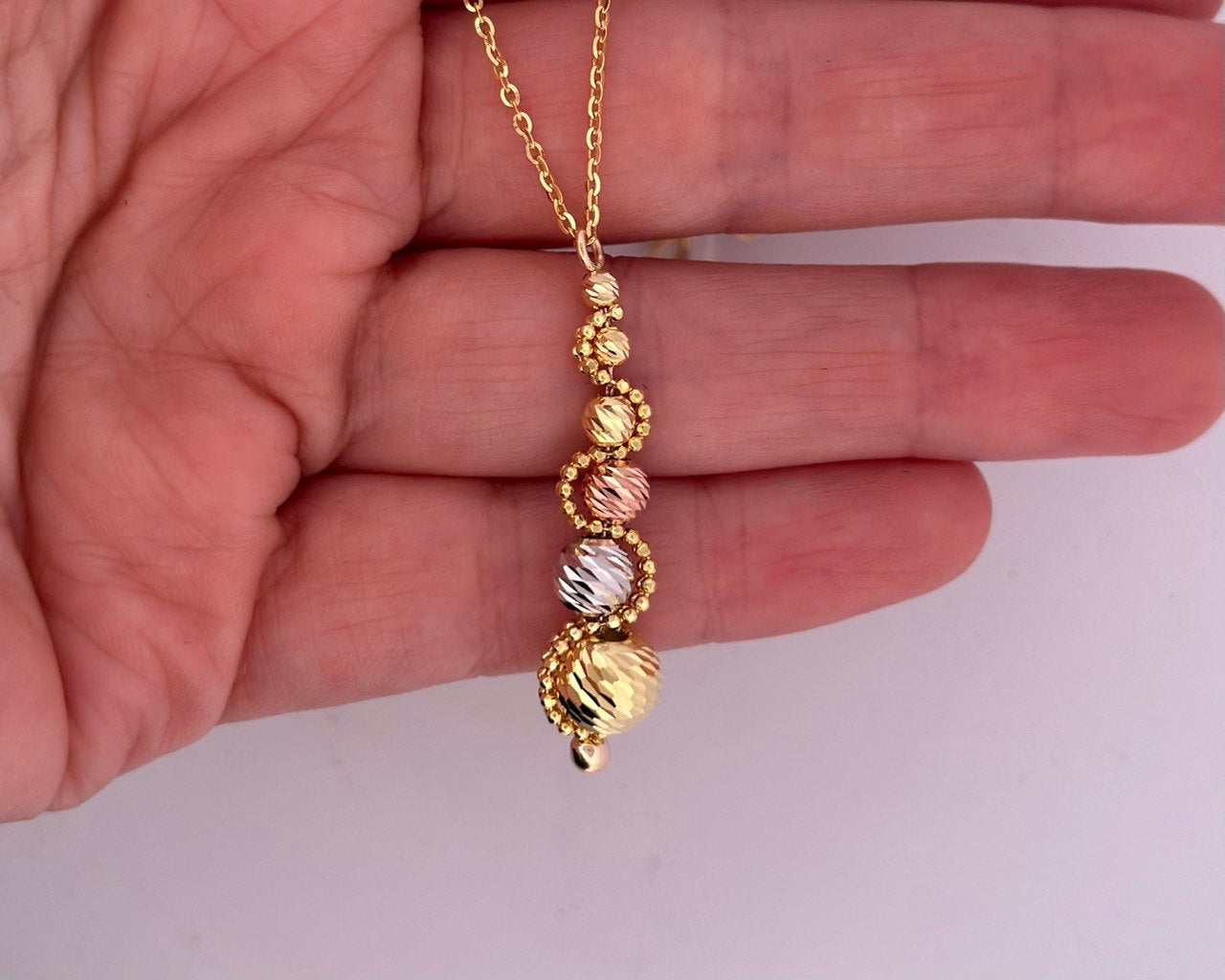14K Yellow Gold Fancy Chain Necklace with Pendant