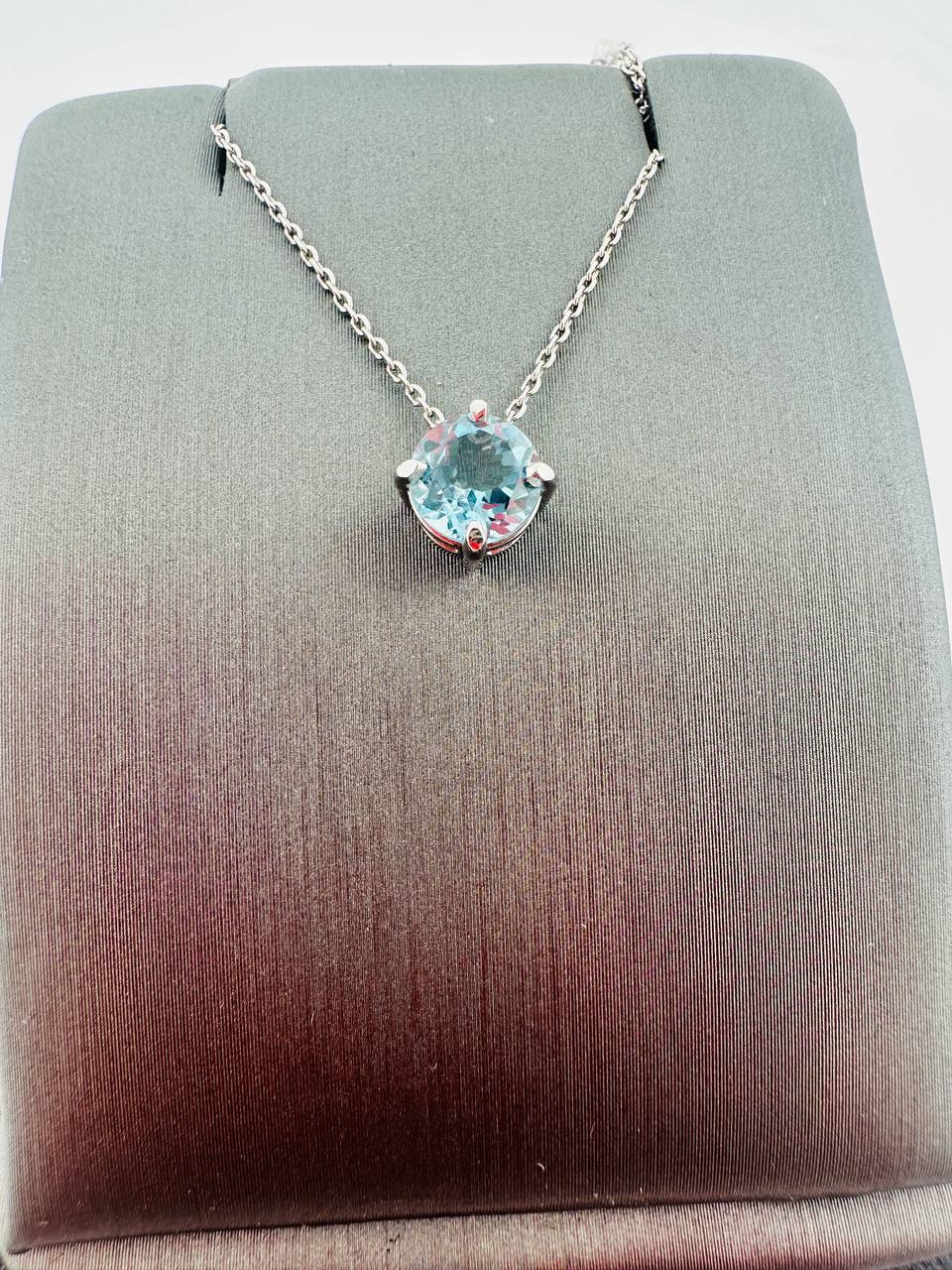 14K Swiss Blue Topaz with Chain